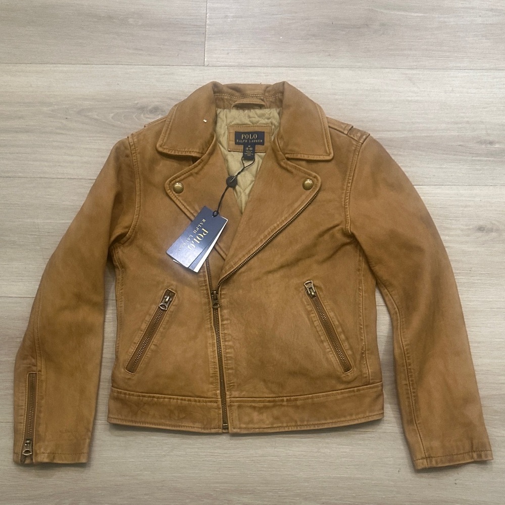Polo by Ralph Lauren Brown Leather Jacket kids moto jacket
